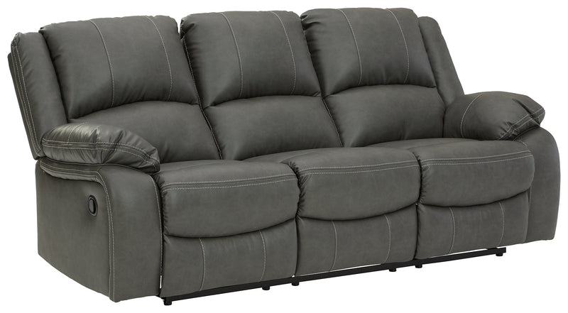 Calderwell Gray Faux Leather Reclining Sofa