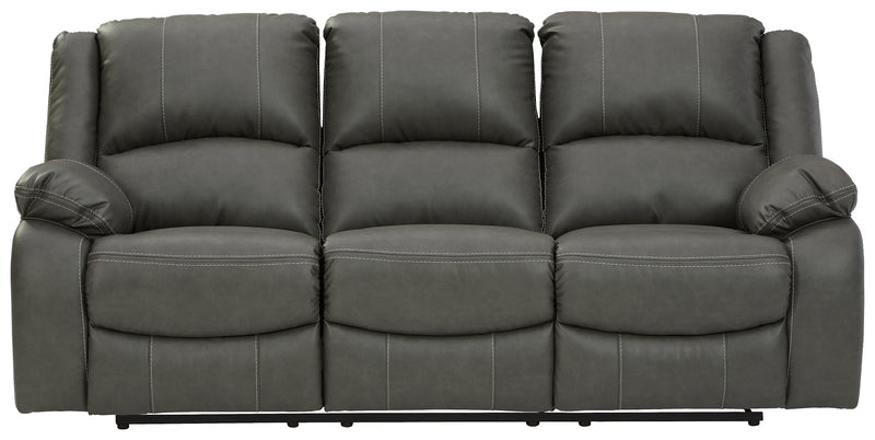 Calderwell Gray Faux Leather Reclining Sofa