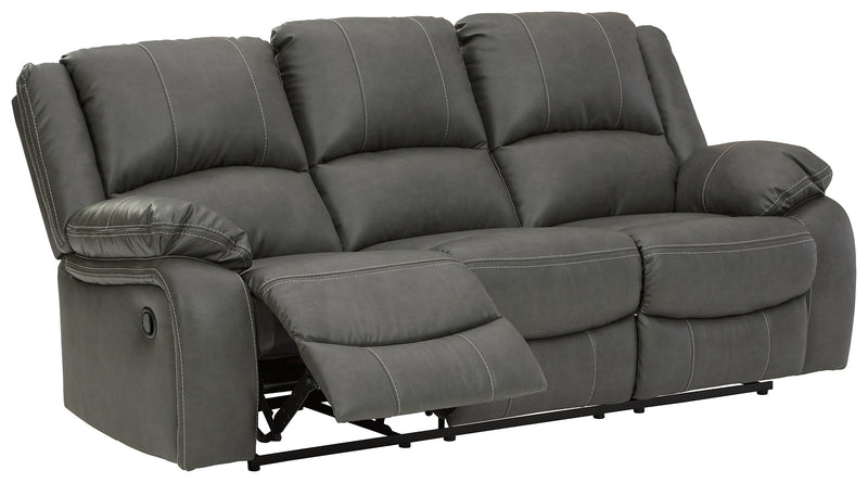 Calderwell Gray Faux Leather Reclining Sofa