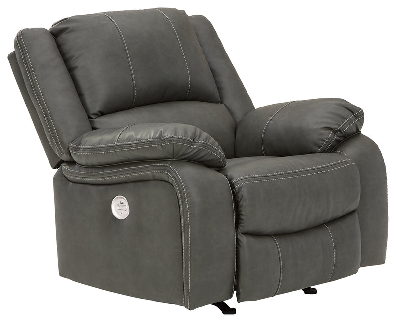 Calderwell Gray Faux Leather Power Recliner