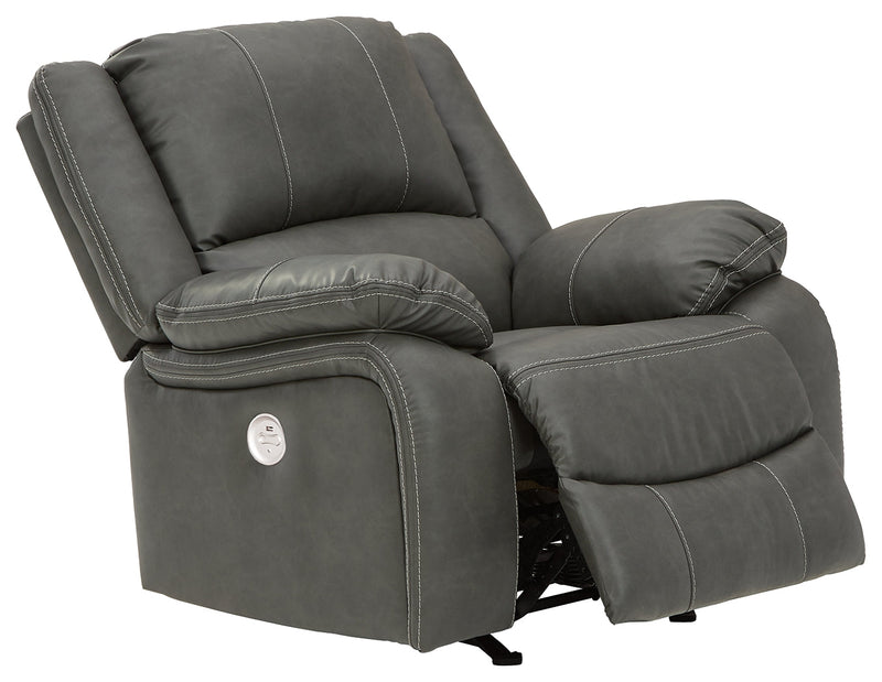 Calderwell Gray Faux Leather Power Recliner