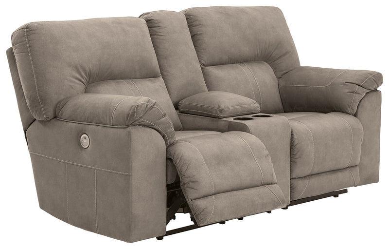 Cavalcade Slate Faux Leather Power Reclining Loveseat With Console