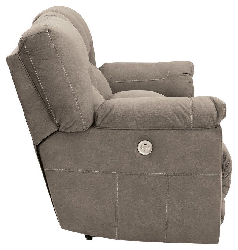 Cavalcade Slate Faux Leather Power Reclining Loveseat With Console