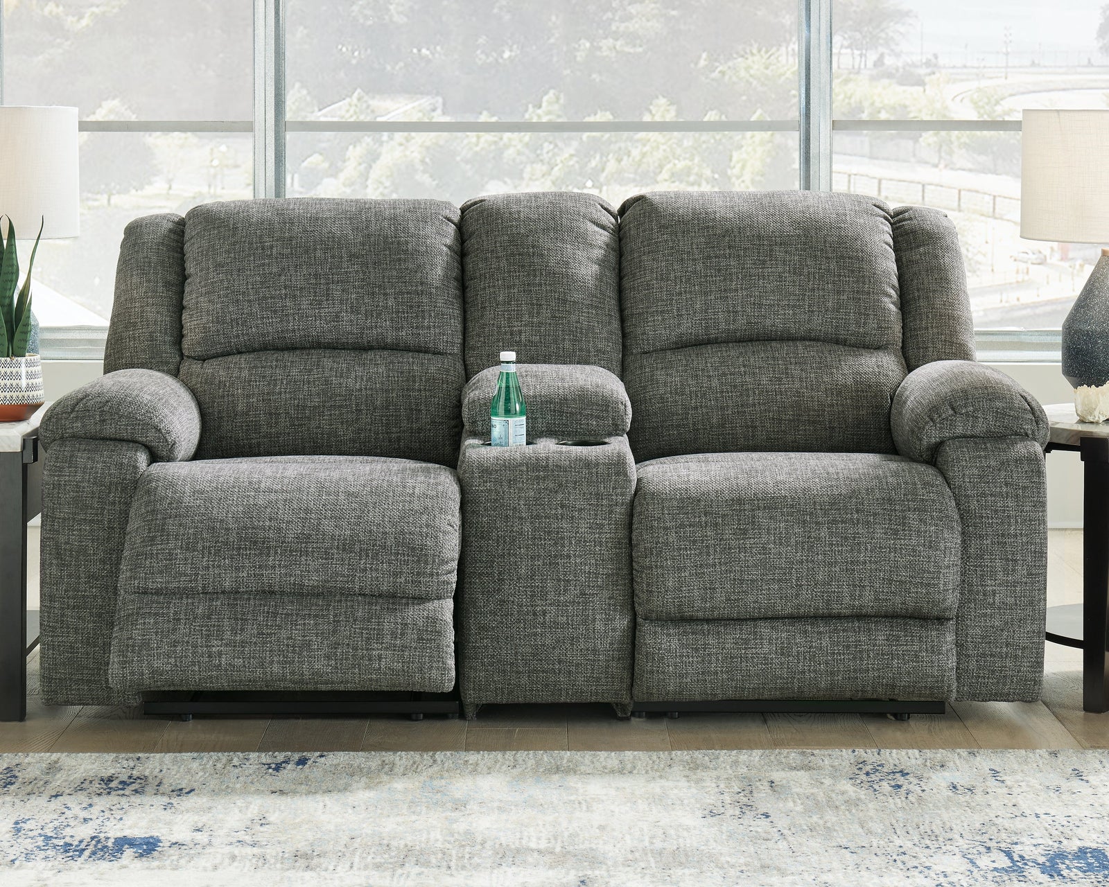 Goalie Pewter 3-Piece Reclining Loveseat With Console