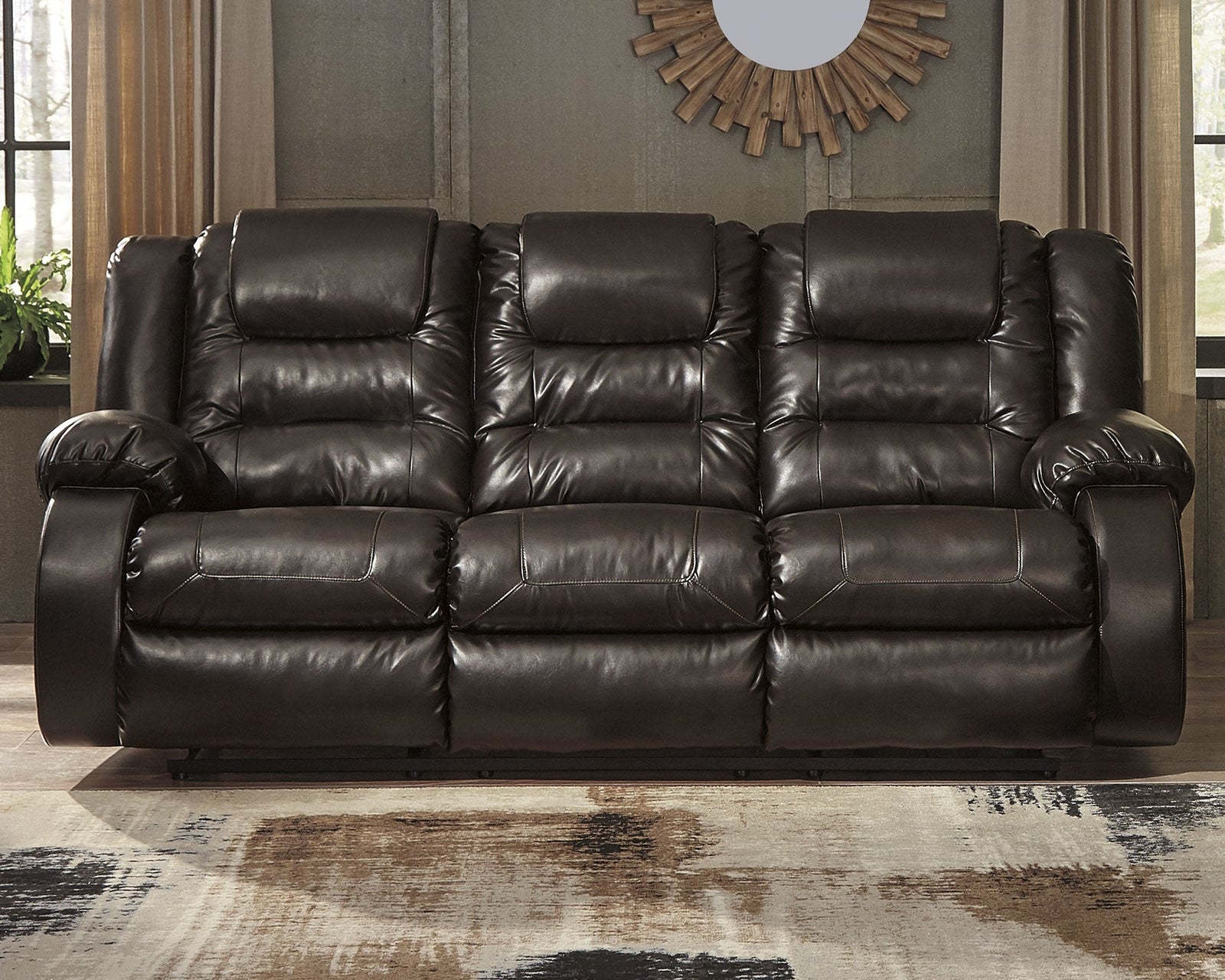 Vacherie Chocolate Faux Leather Reclining Sofa