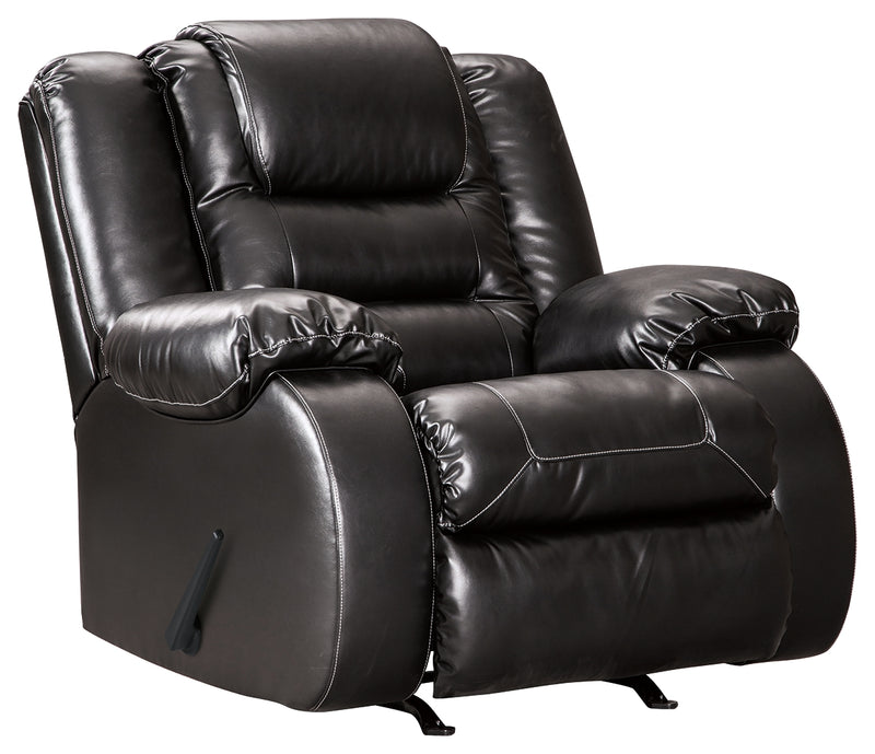 Vacherie Black Faux Leather Recliner