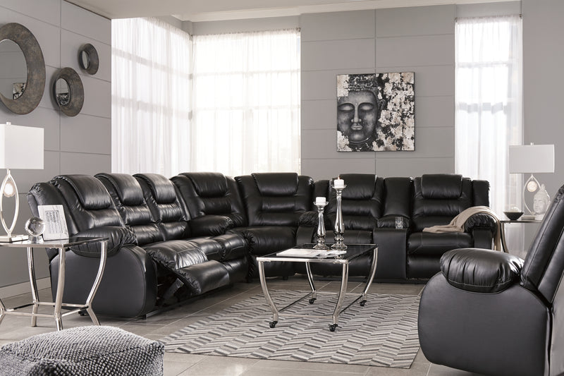 Vacherie Black Faux Leather Recliner