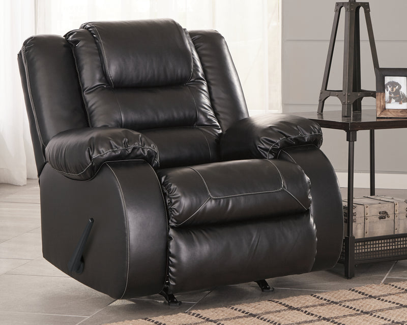 Vacherie Black Faux Leather Recliner