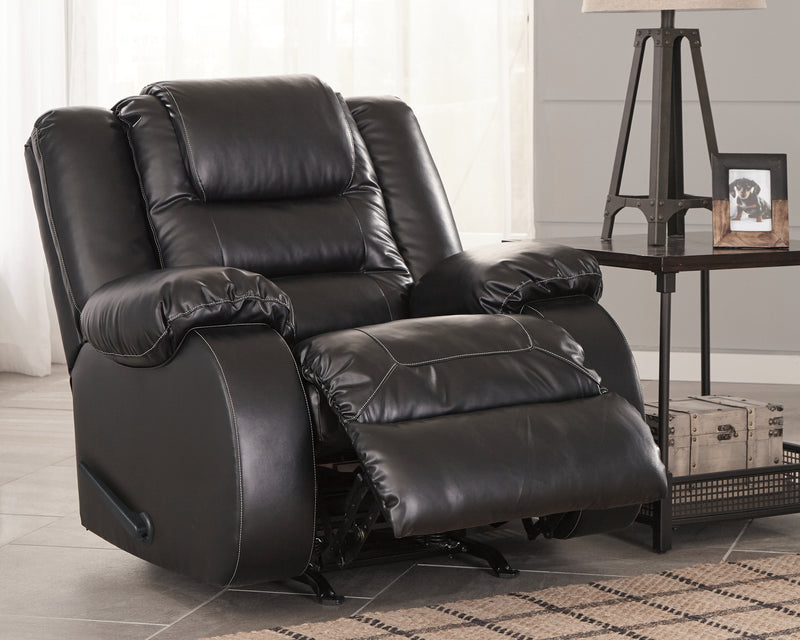 Vacherie Black Faux Leather Recliner