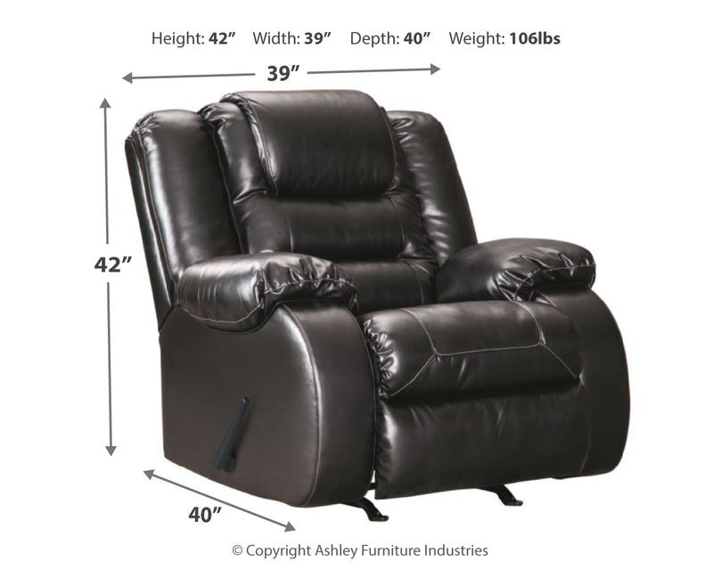 Vacherie Black Faux Leather Recliner