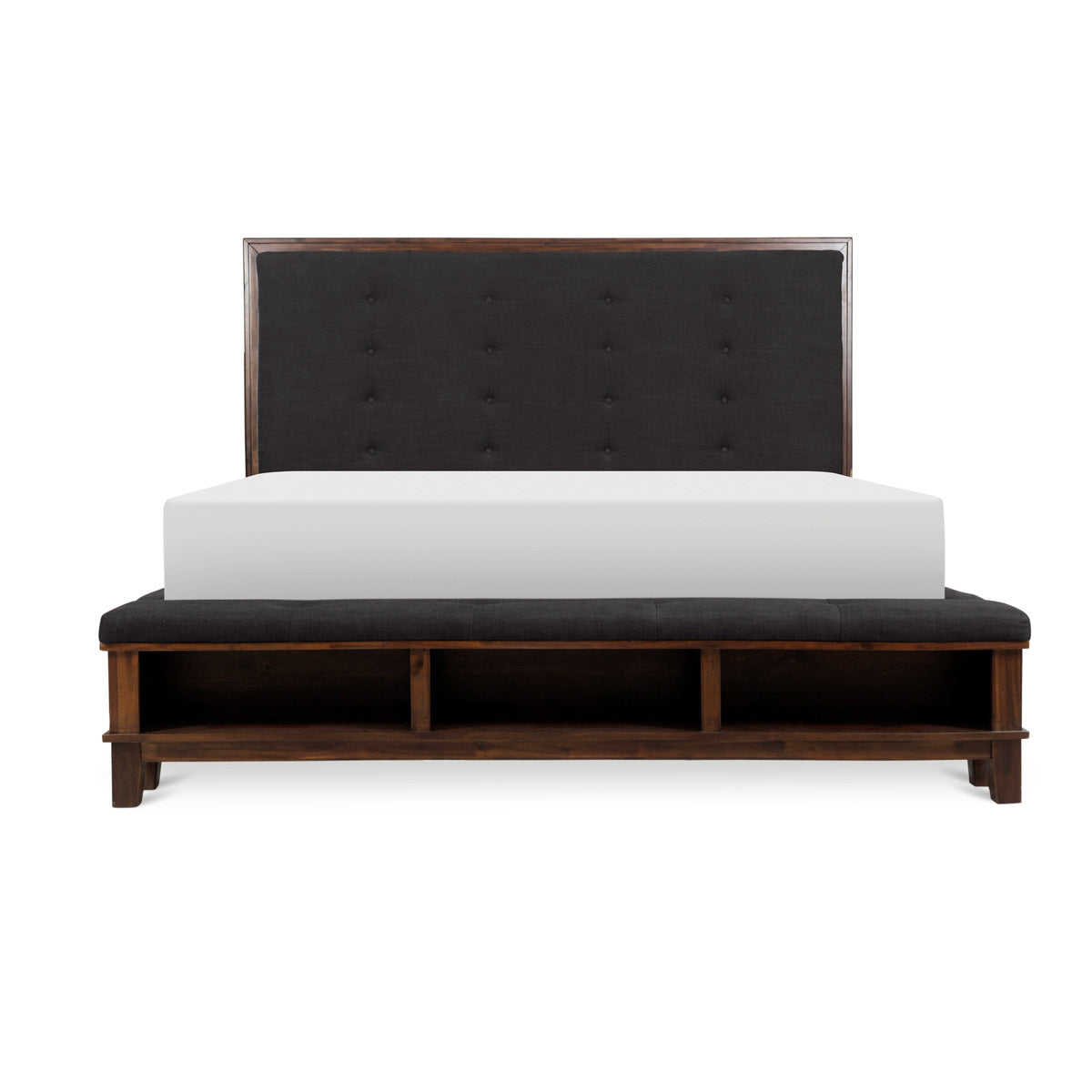 Brown Eastern Modern Traditional Upholstered Tufted King Panel Bedroom Set