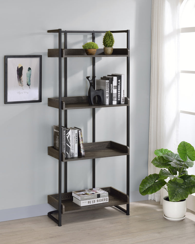 Ember 4 Shelf Bookcase Dark Oak And Sandy Black