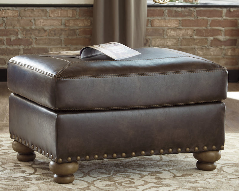 Nicorvo Coffee Faux Leather Ottoman