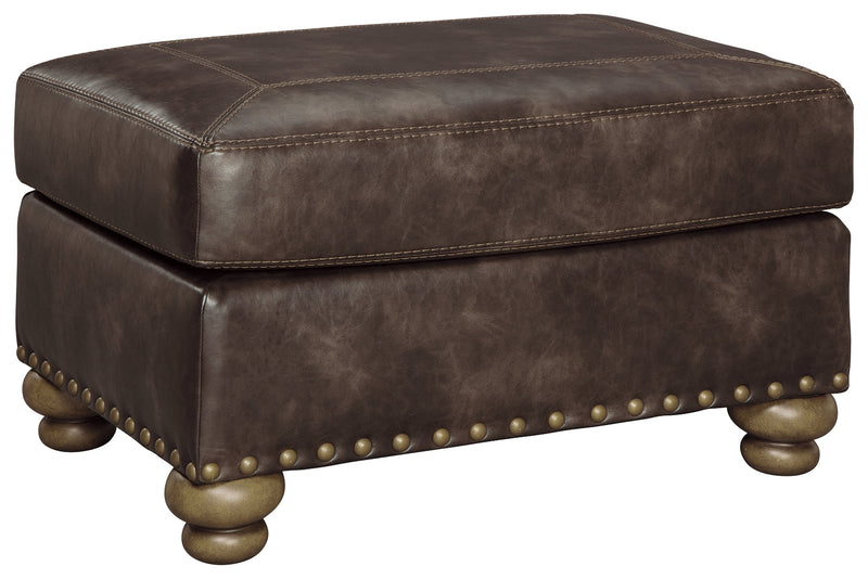 Nicorvo Coffee Faux Leather Ottoman