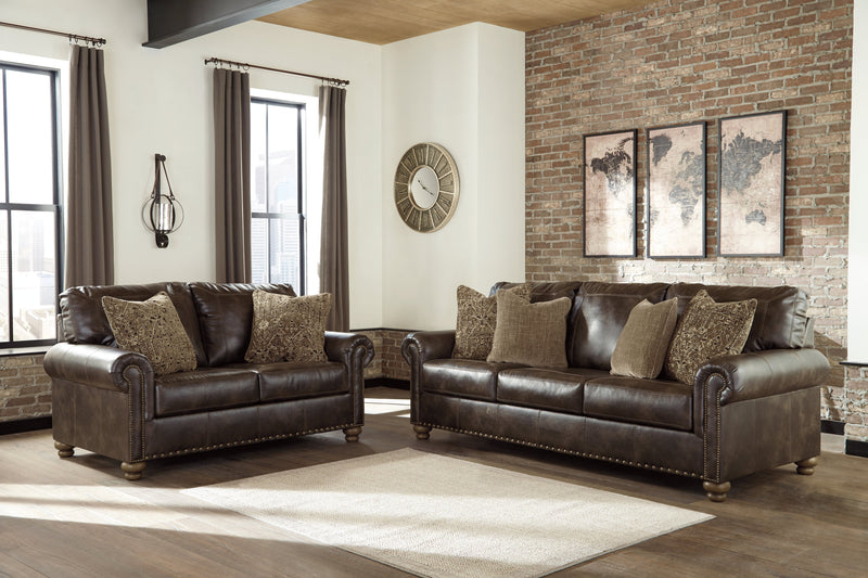 Nicorvo Coffee Faux Leather Loveseat