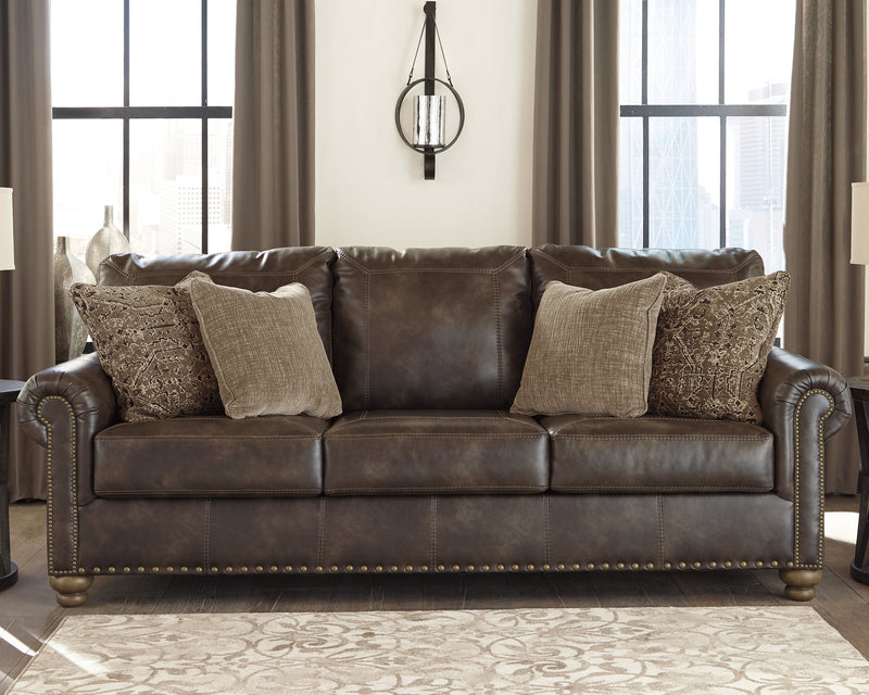 Nicorvo Coffee Faux Leather Sofa