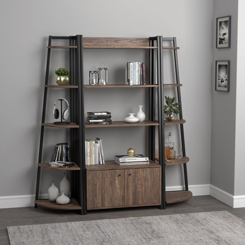 Jacksonville 5 tier Corner Bookcase Aged Walnut