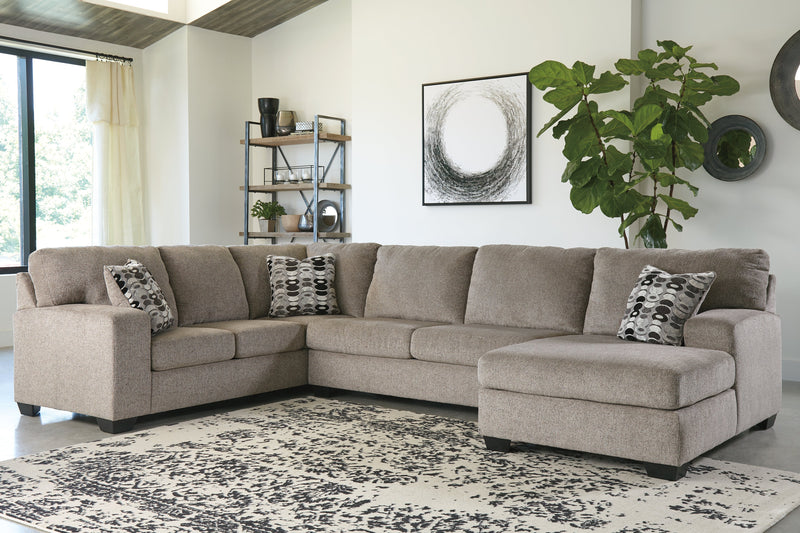 Ballinasloe Platinum Chenille 3-Piece Sectional With Chaise