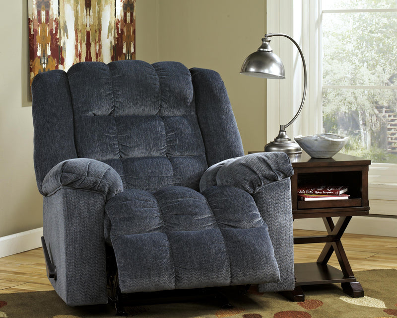 Ludden Blue Chenille Recliner