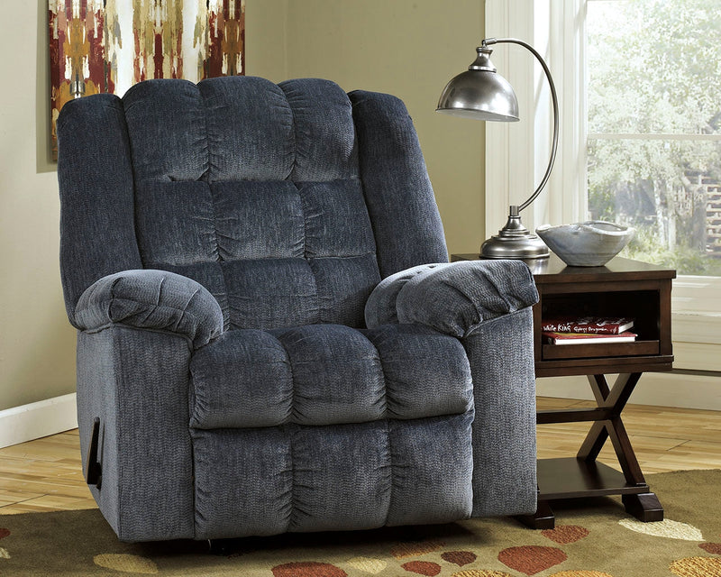 Ludden Blue Chenille Recliner