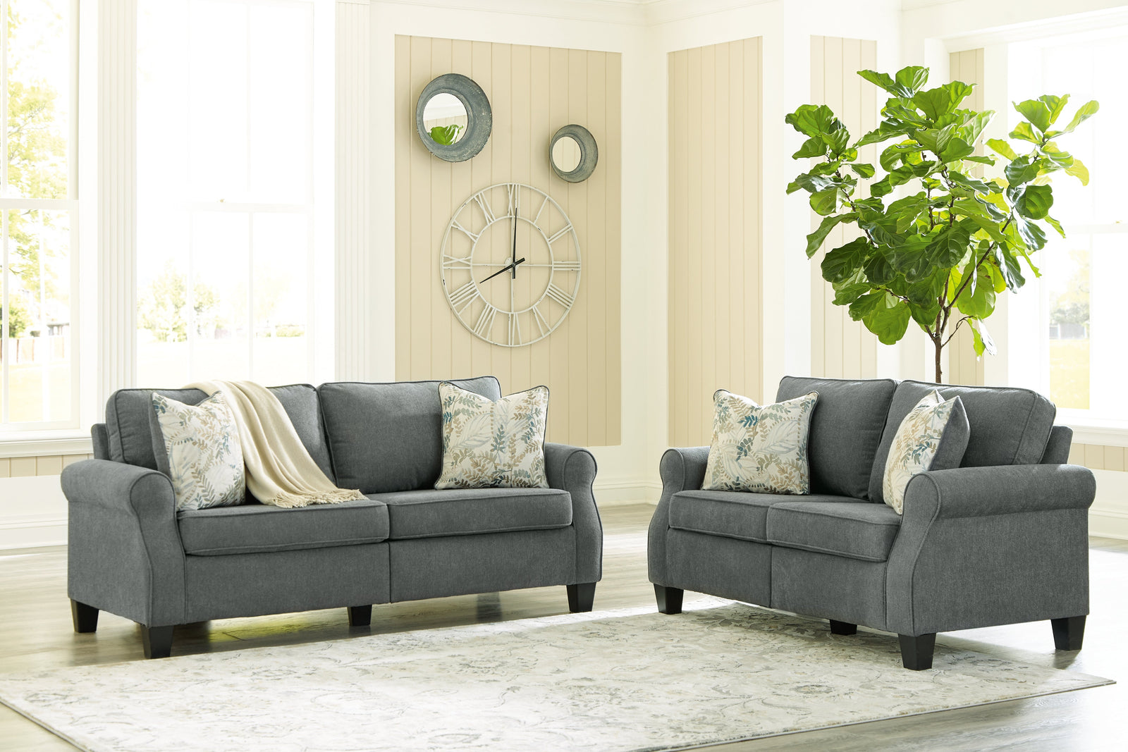 Alessio Charcoal Sofa And Loveseat