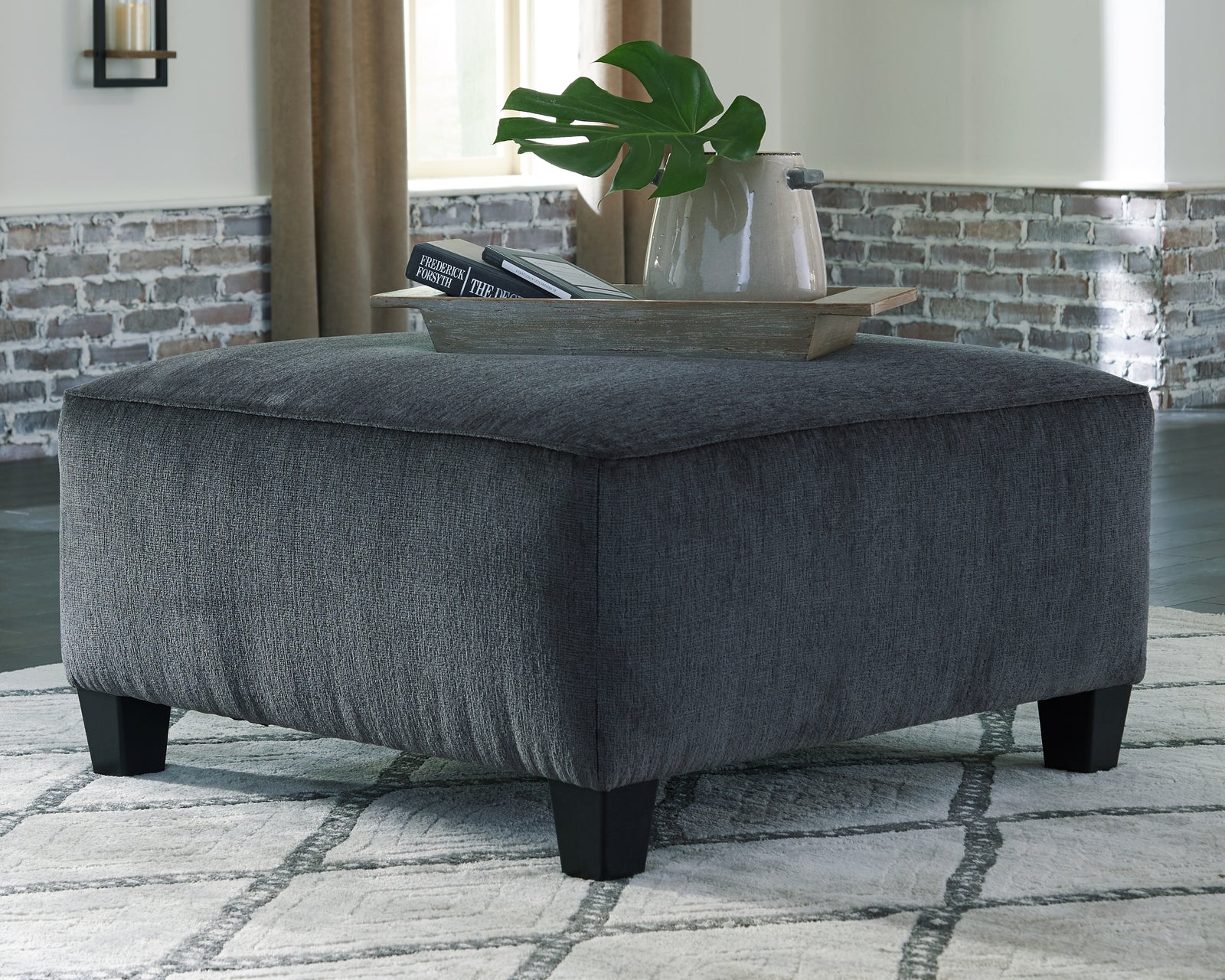 Abinger Smoke Chenille Oversized Accent Ottoman