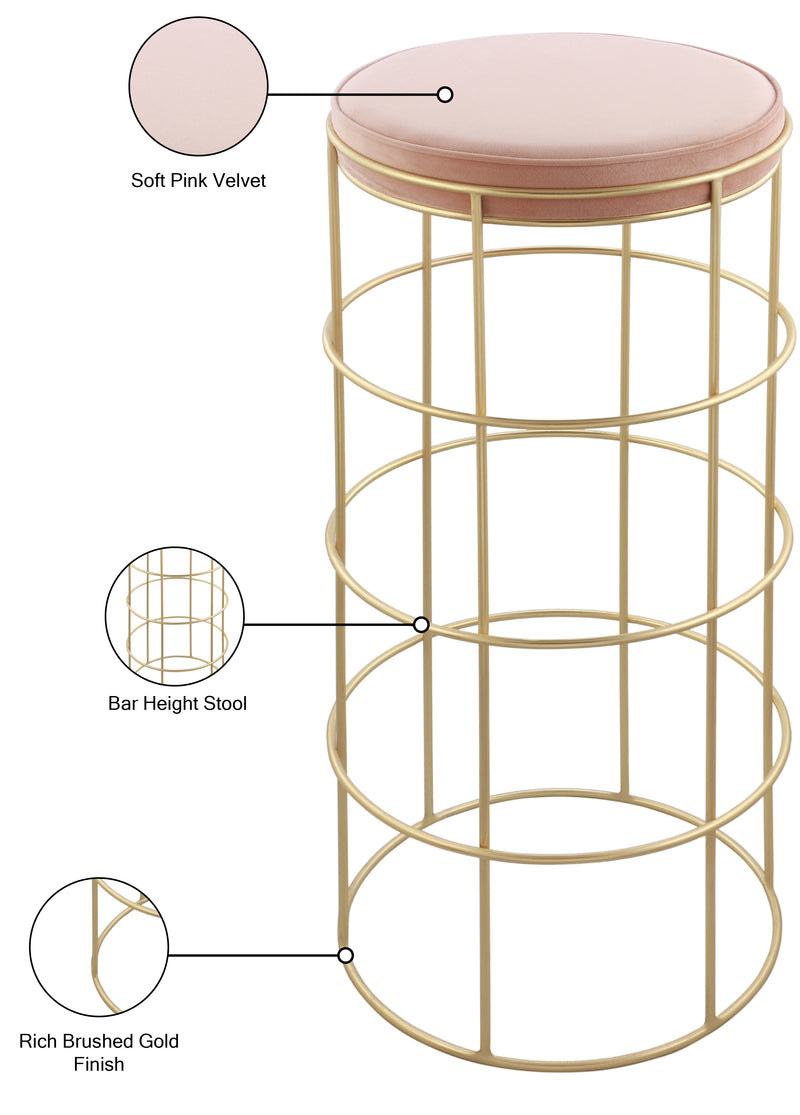 Rebar Pink Velvet Bar Stool