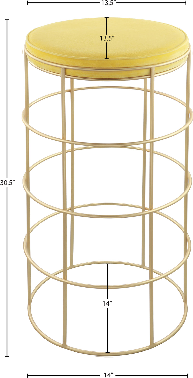 Rebar Yellow Velvet Bar Stool