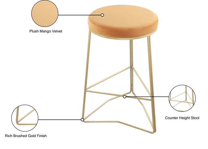 Tres Mango Velvet Counter Stool