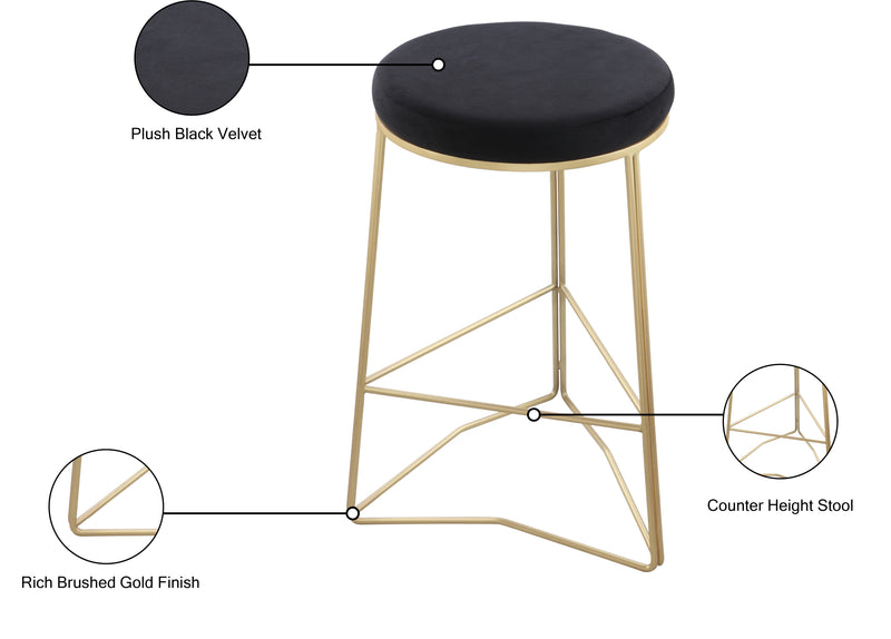 Tres Black Velvet Counter Stool