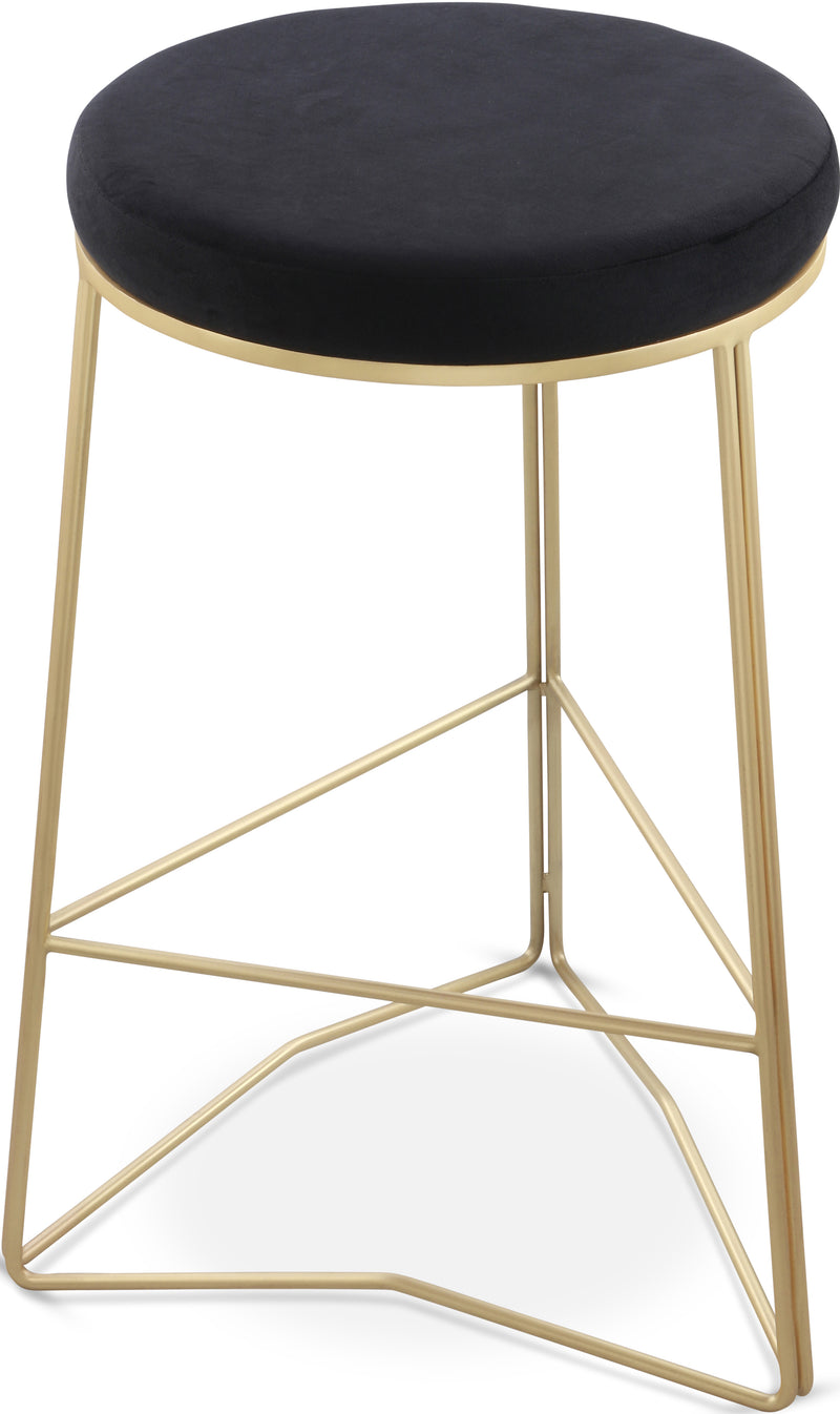 Tres Black Velvet Counter Stool