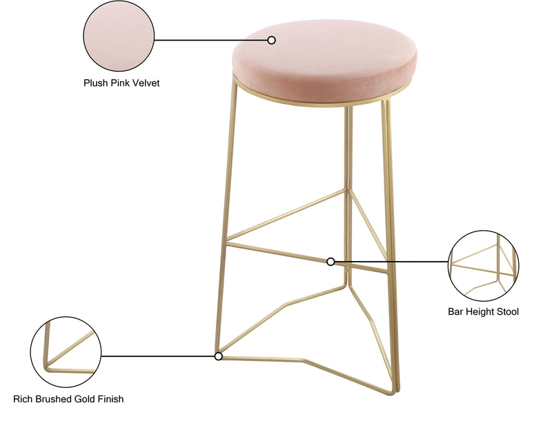 Tres Pink Velvet Bar Stool