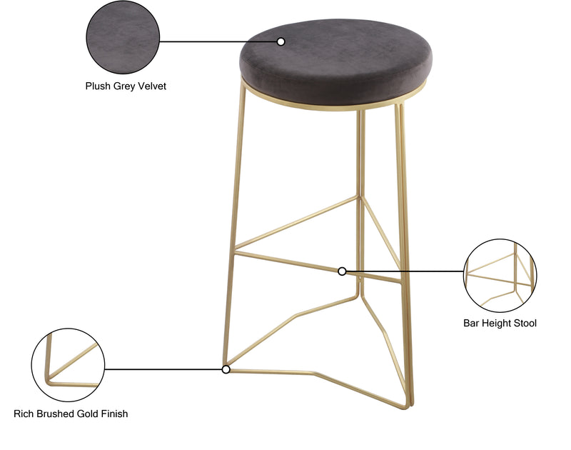 Tres Grey Velvet Bar Stool