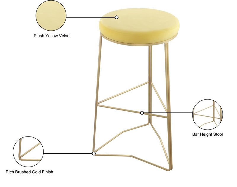 Tres Yellow Velvet Bar Stool