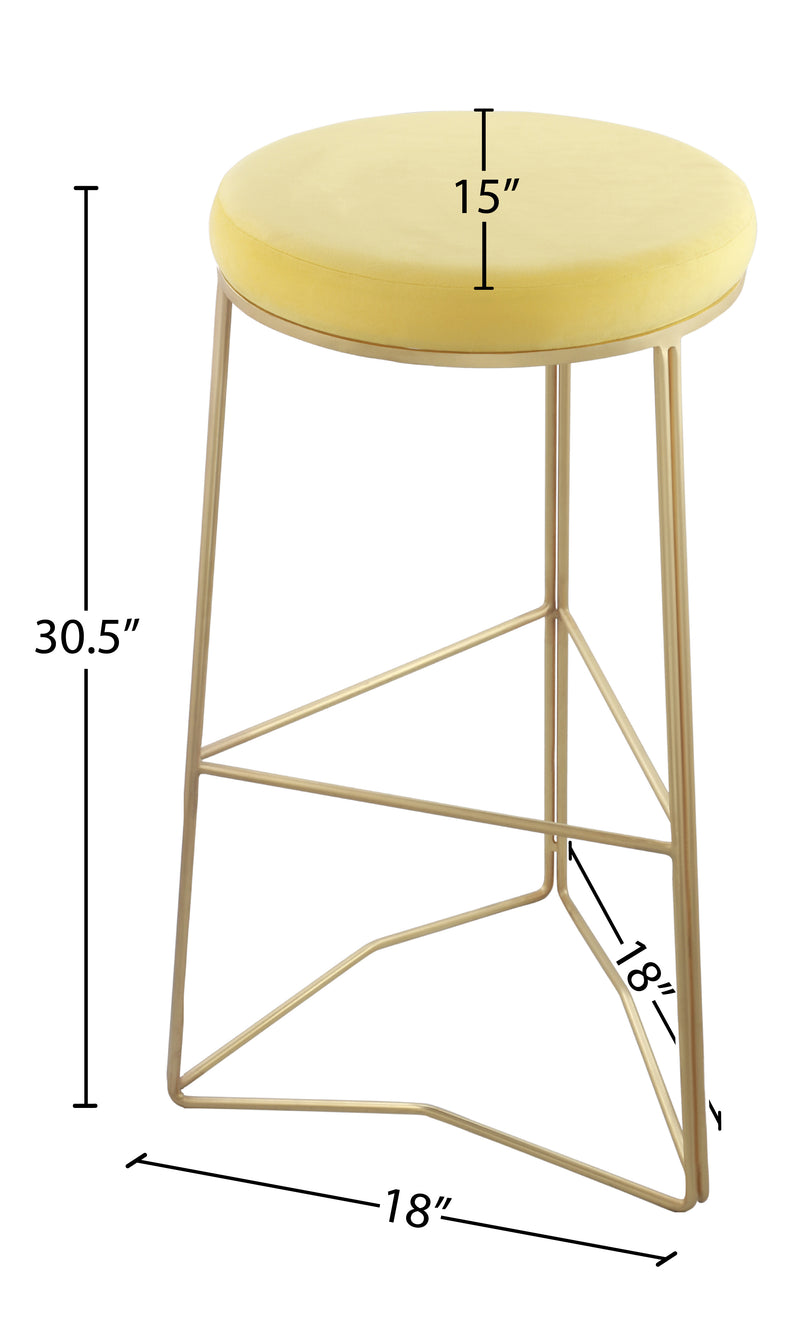 Tres Yellow Velvet Bar Stool