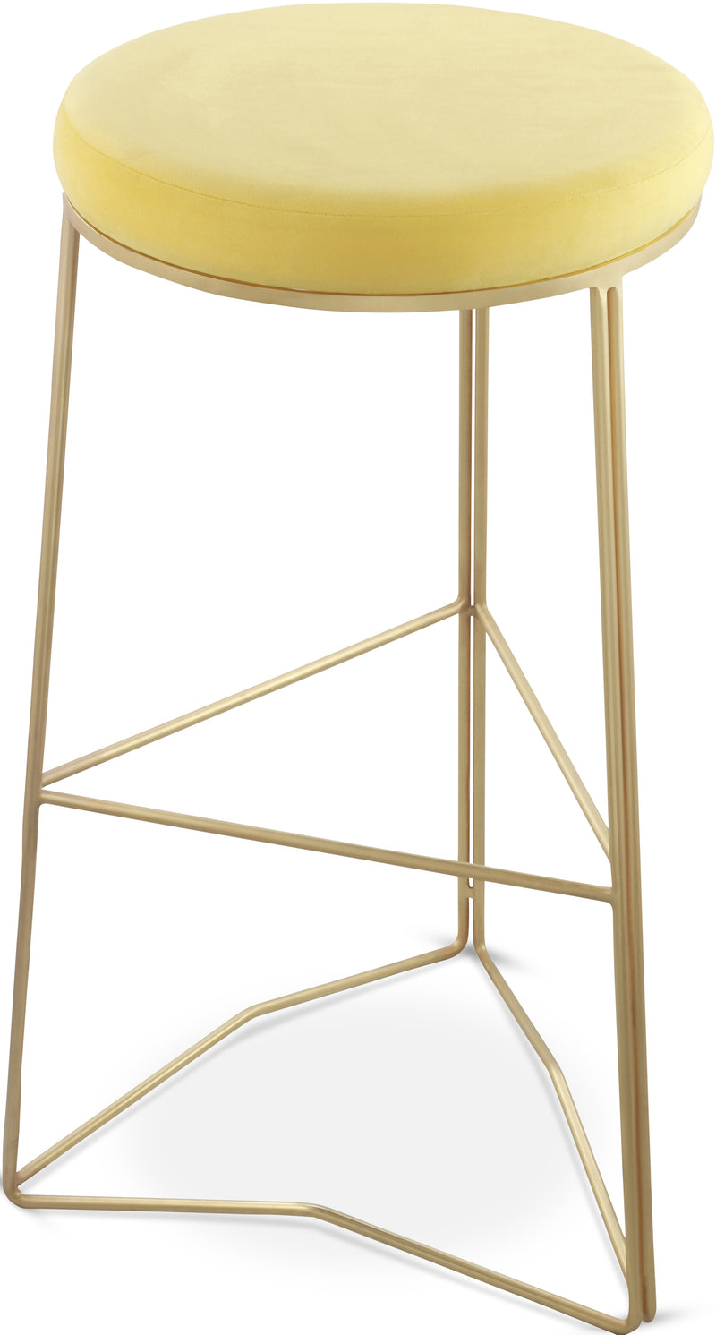 Tres Yellow Velvet Bar Stool