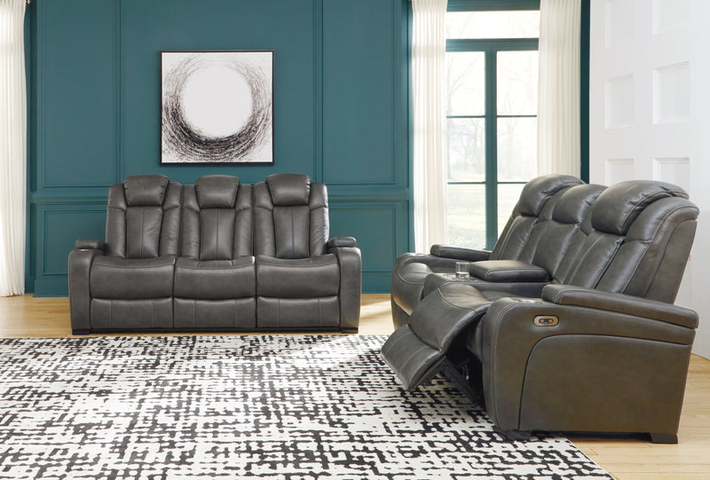 Turbulance Quarry Faux Leather Power Reclining Sofa