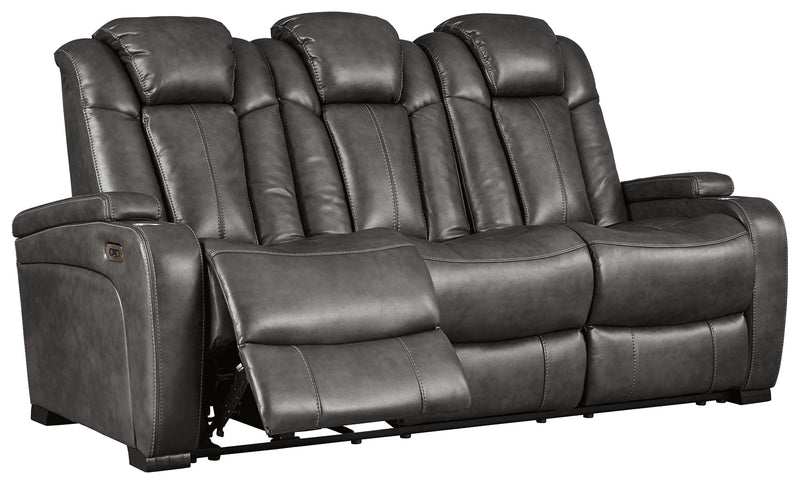 Turbulance Quarry Faux Leather Power Reclining Sofa