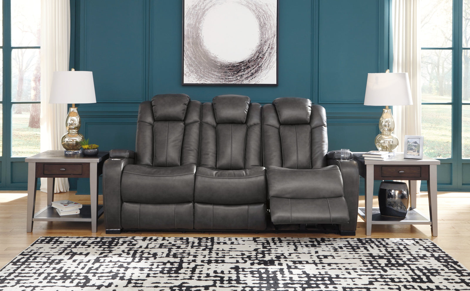 Turbulance Quarry Faux Leather Power Reclining Sofa