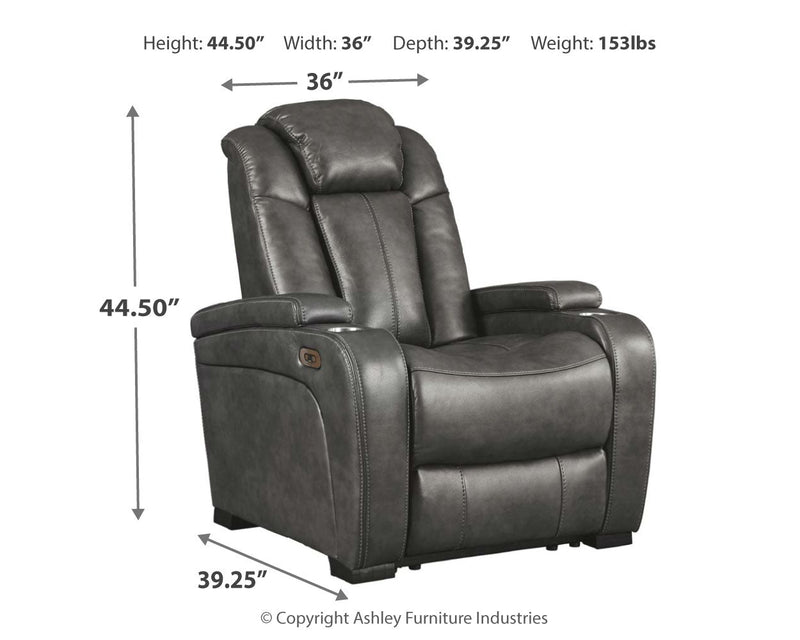 Turbulance Quarry Faux Leather Power Recliner