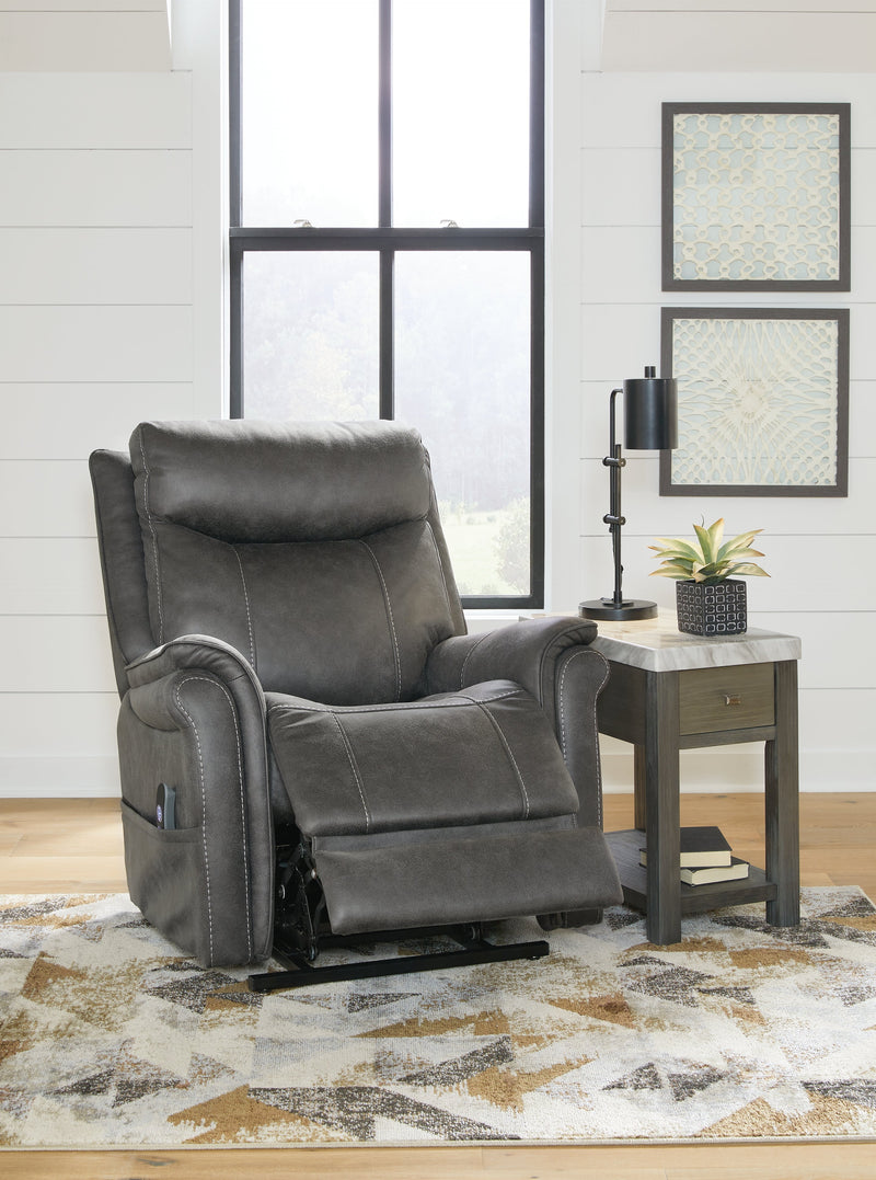 Lorreze Driftwood Faux Leather Power Lift Recliner