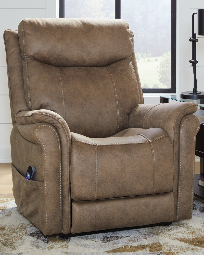 Lorreze Driftwood Faux Leather Power Lift Recliner