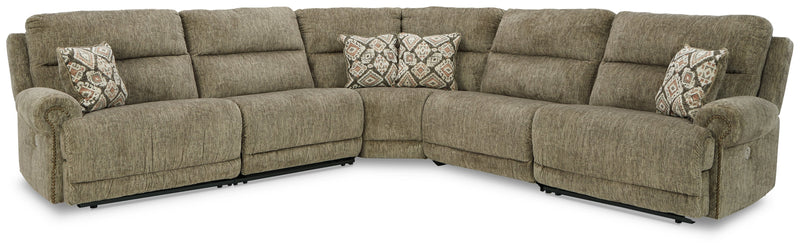 Lubec Taupe Chenille 5-Piece Power Reclining Sectional