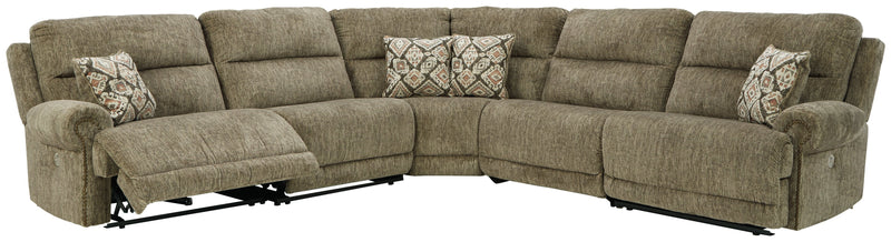 Lubec Taupe Chenille 5-Piece Power Reclining Sectional