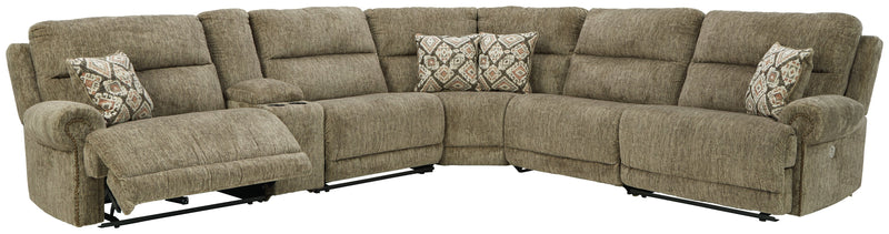 Lubec Taupe Chenille 6-Piece Power Reclining Sectional