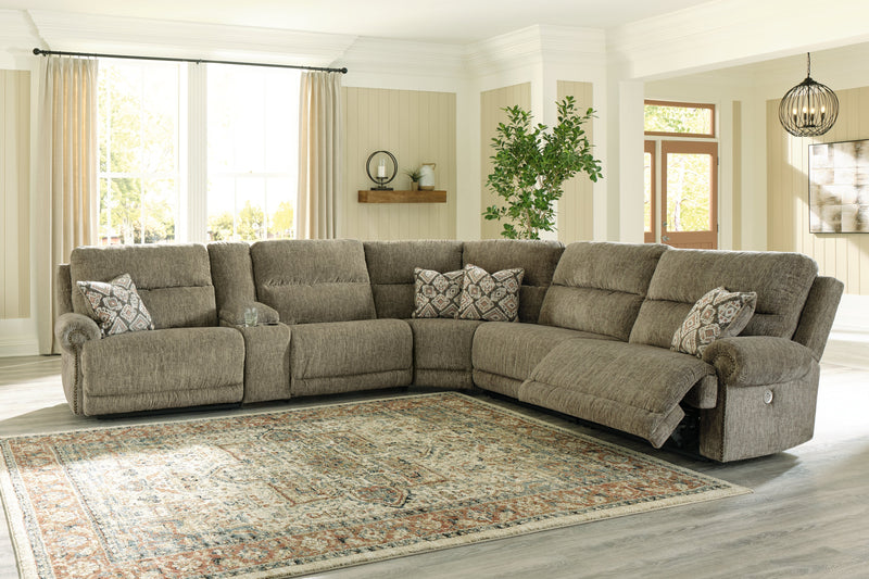 Lubec Taupe Chenille 6-Piece Power Reclining Sectional