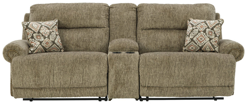 Lubec Taupe 3-Piece Reclining Loveseat With Console