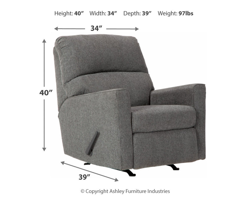 Dalhart Charcoal Chenille Recliner