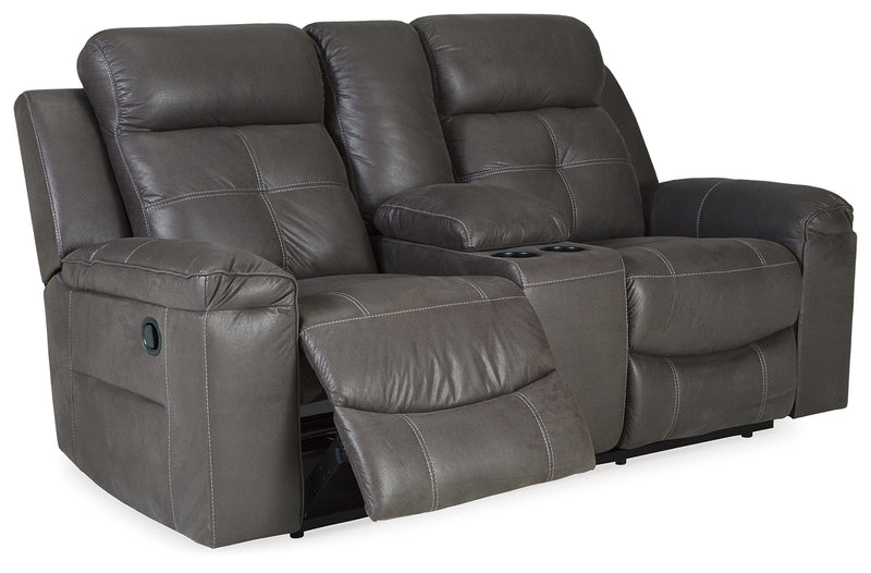 Jesolo Dark Gray Faux Leather Reclining Loveseat With Console