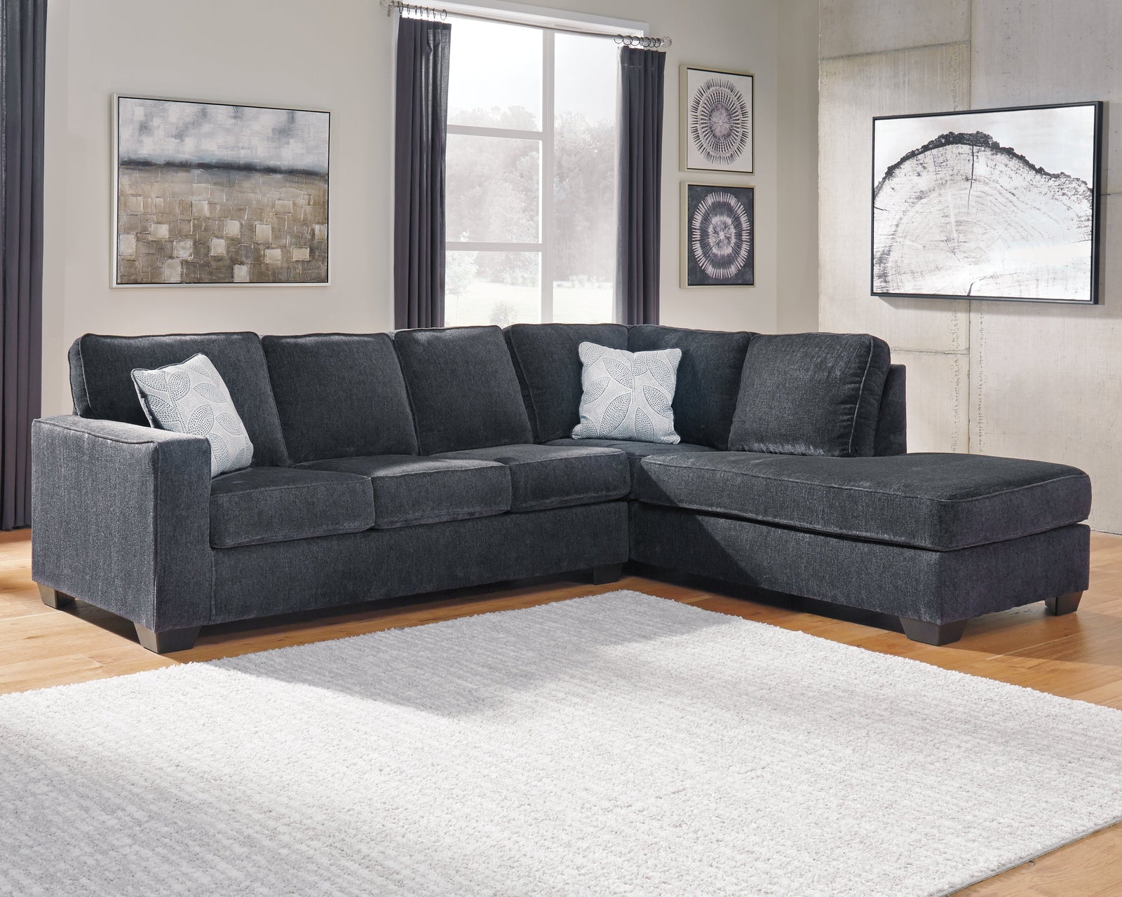 Altari Slate Chenille 2-Piece Sectional With Chaise 87213S2
